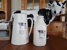 Rae Dunn Farmhouse White MOO Ceramic Milk Bottle Dairy Cow Flat Glaze BARN YARD