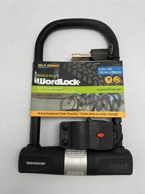 WordLock WLX Series 14 mm Hardened Steel Shackle Match Key Black 4.5" x 8" NEW - Image 1 of 4