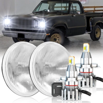 FIT dodge D100 D150 D200 D300 7" Inch Round Headlight Hi-Lo beam DRL - Image 1 of 4