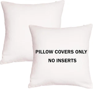 Cotton Throw Pillow Covers White 18"X18" Set of 2 Decoration Gifts Zippered Thro - Picture 1 of 12