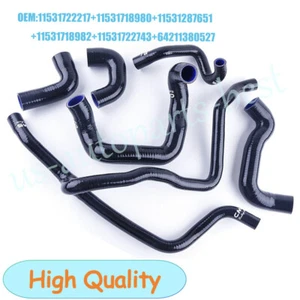 Black Silicone Radiator Heater Hose Kit For 88-93 BMW E30 320i 325i M20 Non-A/C - Picture 1 of 20