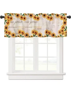 Sunflower Retro Floral Print Privacy Decorative Rod Pocket Short Window Valance - Picture 1 of 4