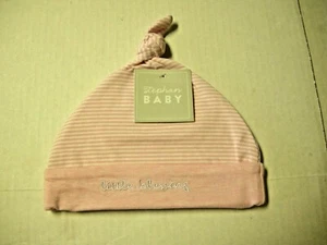 Baby Cradle Knit Cap By Stephan Baby, Pink Stripes W/"Little Blessing," Newborn - Picture 1 of 1