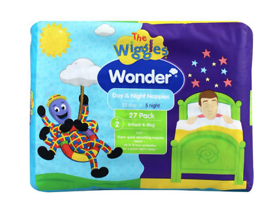 Wonder Pk27 The Wiggles Day & Night Nappies Infant 4 - 8 Kg Size 2 • 20$