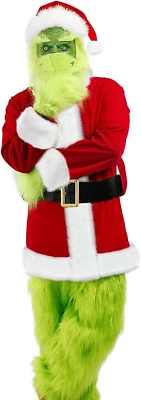 Traje Completo de Papá Noel del Grinch Juego de 7 Piezas Juegos con disfraces de Navidad Talla GRANDE Foto 1 de 4