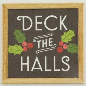 Deck the Halls Framed Text Christmas Picture KCMXM19 DOLLHOUSE Miniature - Picture 1 of 2