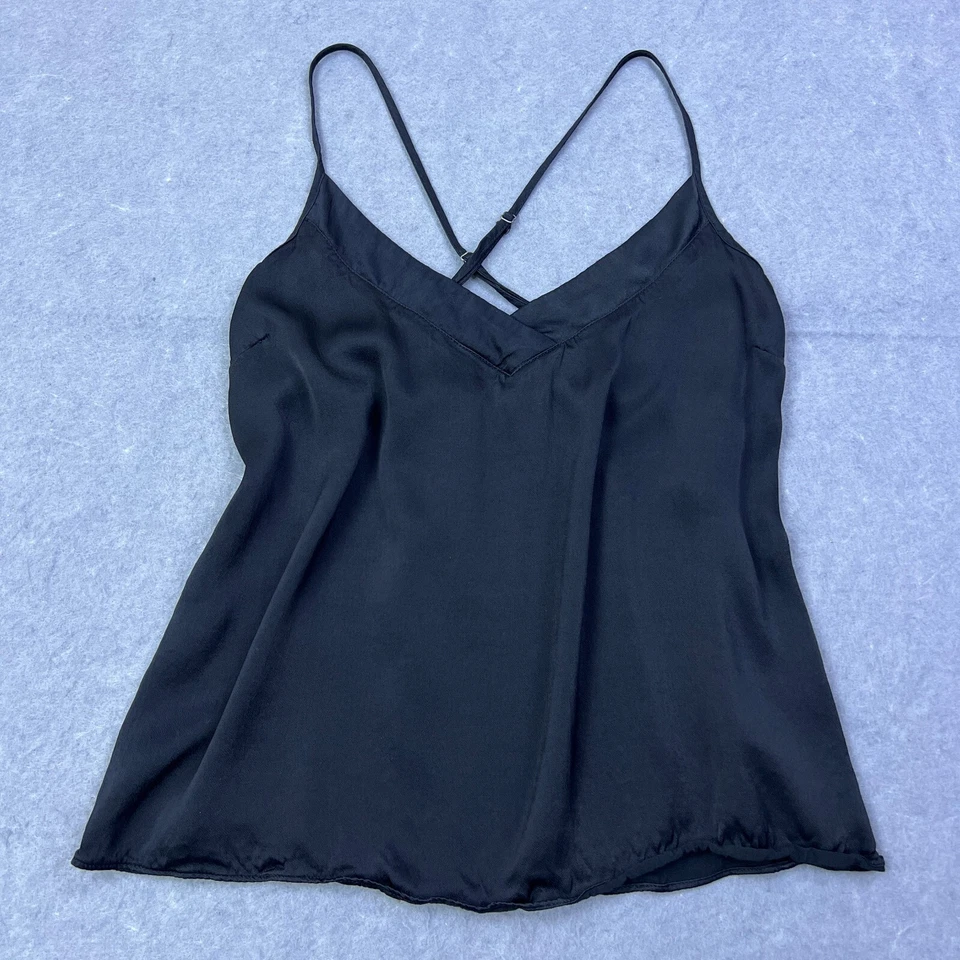 Camiseta sin mangas Anthropologie Floreat para mujer mediana negra satinada cuello en V cami evento LEER Foto 1 de 4