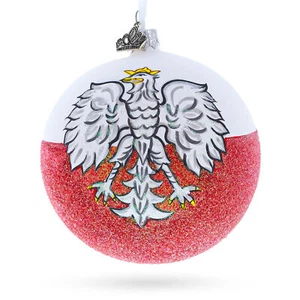 Flag of Poland Glass Ball Christmas Ornament 4 Inches - Picture 1 of 4