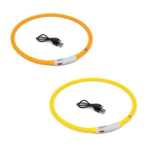 LED Ring Dog Collar Rechargable Light Up Adjustable Assorted Colours - S/M - Picture 1 of 1