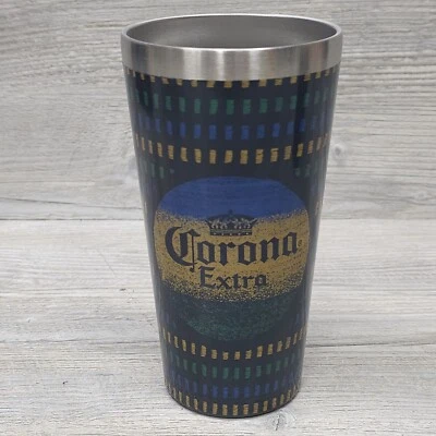 Vaso de vidrio de pinta de doble pared de metal Corona Extra 16 oz barra de cerveza cueva para hombre Foto 1 de 4