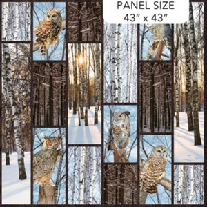 43" X 44" Panel Owls Woods Naturescapes Solitude Cotton Fabric Panel D482.64 - Picture 1 of 1
