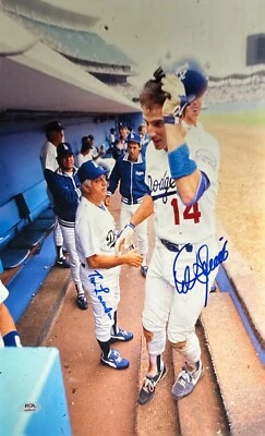 Tommy Lasorda & Mike Scioscia Signed 12x18 Dodgers Photo 1981 WS Champs PSA - Image 1 of 2