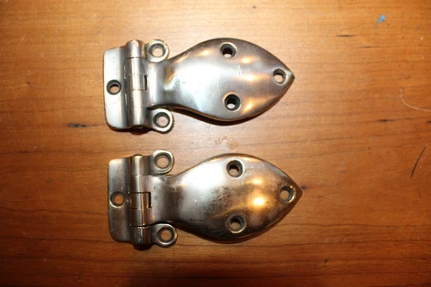 Pair of Antique Nickel on Bronze/Brass #2658 Antique Ice Box Hinge F-20 Cover