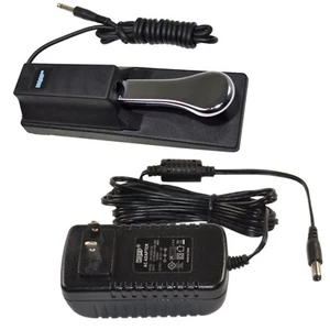 AC Adapter + Sustain Pedal for Yamaha YPT200 YPT210 YPT220 YPT230 YPG235 YPG535 - Picture 1 of 12