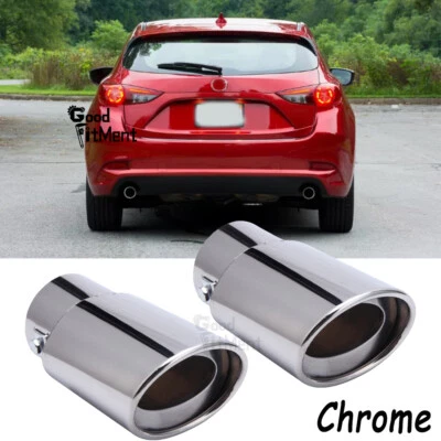 For Mazda 3 6 CX-5 2Pcs Stainless Steel Exhaust Pipe Tail Muffler Tip Chrome 2x Foto 1 de 4