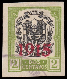 Rep.Dominican 182c 1915 With Surcharge 1915 IN Carmine Used - Picture 1 of 1