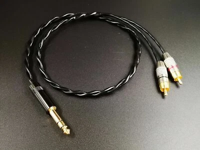 Stereo 6.3mm male To 2x RCA Audio Y splitter Cable Gold plug Japan Made  Foto 1 de 2