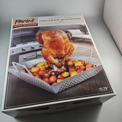 ⭐Parini Utensilios de Cocina Acero Inoxidable Pollo Asador Parrilla Cesta 11.75" Nuevo Sellado Foto 1 de 4