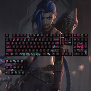 League of Legends Jinx PBT Keycaps 123Keys Cherry MX High Mechanical keyboard - Picture 1 of 5
