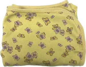 Vintage Baby Place Blanket Butterfly Yellow Purple Pink Girl Lovey Cotton Rare - Picture 1 of 7