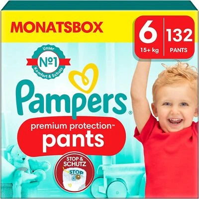 Pampers Baby Windeln Pants Größe 6 15kg+ Premium Protection MONATSBOX 132 Stück