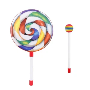 Lollipop Hand Drum with Candy Drumstick Kids Hand Percussion Handheld Drum Toy - Picture 1 of 8