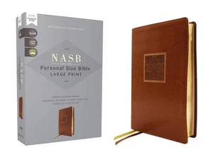 NASB, Personal Size Bible, Large Print, Leathersoft, Brown, Red Letter, 1995 Tex - Picture 1 of 1