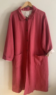 J. Jill Love Linen Red Button long Trench Duster Minimalist Lagenlook Jacket XL - Image 1 of 4
