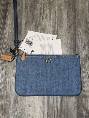 NWT Coach Washed Denim Small Wristlet - NWT - Image 1 of 4