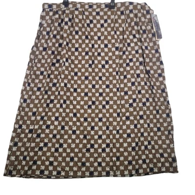 复古 80 年代 Pendleton 棕色抽象印花中裙尺寸 24W Deadstock 全新 — 第 1/4 张图片