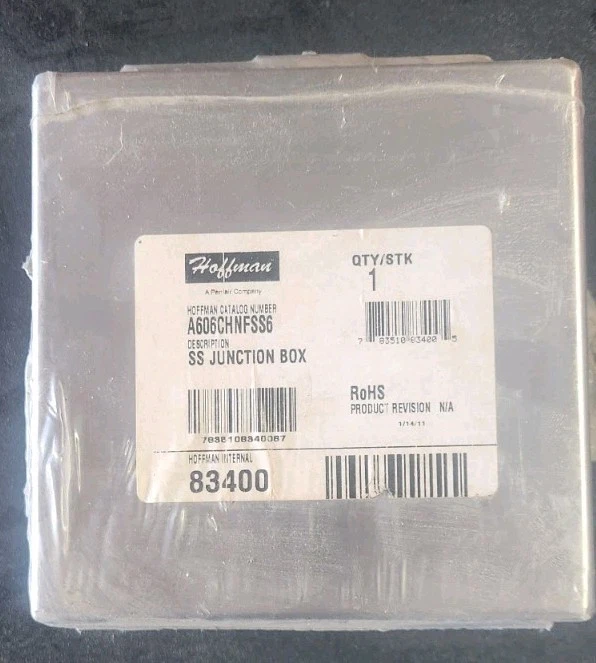 *(NUEVO) 316SS Nvent HOFFMAN A606CHNFSS6 6X6X4 316 Acero Inoxidable NEMA 4X A606 Foto 1 de 4