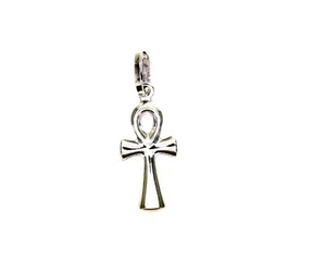 Ciondolo Oro Bianco 18kt (750) Pendente Piccola Croce della Vita - Imagen 1 de 8