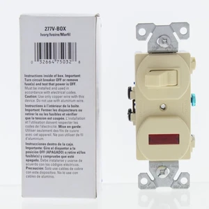 Eaton #277V Ivory Pilot Light Toggle Wall Switch Single Pole 15A 120V Boxed - Picture 1 of 7