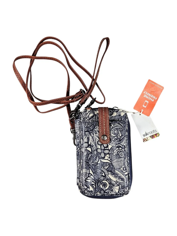 Sakroots Smartphone Wristlet Wallet Crossbody Handbag Navy Spirit