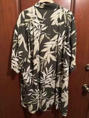 Nautica Mens XLT Green Palm Leaf Button Down Tropical Resort Linen/Rayon Shirt - Image 1 of 4