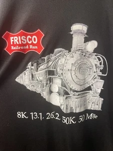 Frisco Railway Railroad Run Black Polyester T-shirt 2XL Ozark Mtn Ridge Runners - Picture 1 of 6
