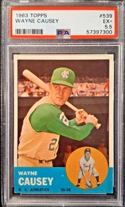 1963 Topps #539 Wayne Causey K.C. Athletics PSA 5.5 EX+ - Picture 1 of 3