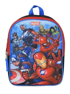 Marvel Avengers Backpack Iron Man Captain America Black Blue - Image 1 of 4