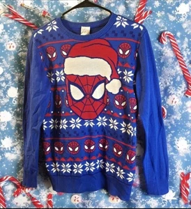 Marvel Spider-Man Christmas Sweater XL Blue Red Ugly Holiday Jumper - Picture 1 of 2