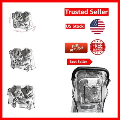 Cubierta de lluvia transparente para cochecito doble con borde reflectante - Protector contra el viento y la intemperie Foto 1 de 4