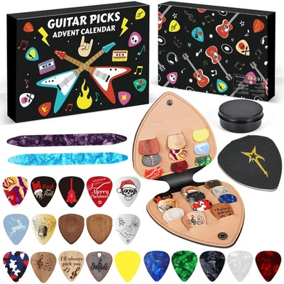 Guitar Picks Advent Calendar 2025 with 20 Picks, Holder & Metal Tin Case - Image 1 of 4