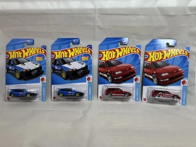 4🔥 Hot Wheel J Imports Honda Civics.  2 Civic Custom y 2 Civic EF Foto 1 de 4