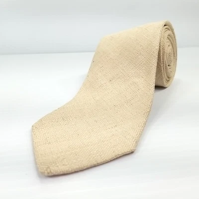 Vtg Robert Talbott Luxury Tie Rustic Woven Beige Silk Necktie Dick Bruhn 62 x 3 - Image 1 of 4