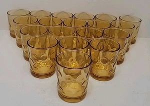 19 Hazel Atlas Eldorado Gold Amber 8 oz Tumblers Old Fashioned Optic Vintage - Picture 1 of 7
