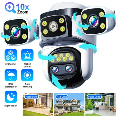 Cámara de seguridad WiFi de cuatro lentes 10K zoom 10X exterior visión nocturna CCTV PTZ cámara Foto 1 de 4