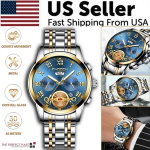 Reloj Hombre Relojes De Hombre Acero Inoxidable Cuarzo Clásico Impermeable FNGEEN - Imagen 1 de 13