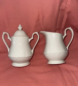 Juego de jarra y azucarero Johnson Brothers Richmond crema blanca England Creamer - Imagen 1 de 6