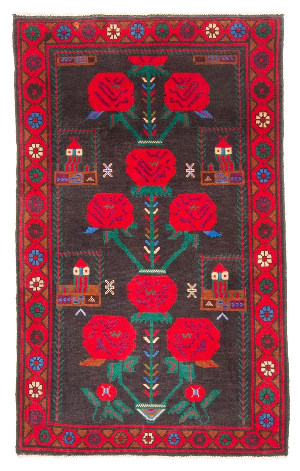 Alfombra oriental tradicional vintage anudada a mano de 2'9" x 4'8" alfombra de lana Foto 1 de 4