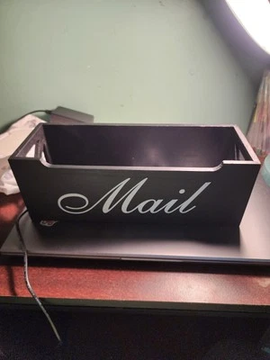 Rustic Vintage Farmhouse Black Wood Mail Holder - Image 1 of 3