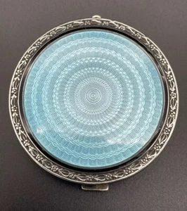 Webster Guilloche Plata de Ley y Esmalte Azul Compacto - Imagen 1 de 12